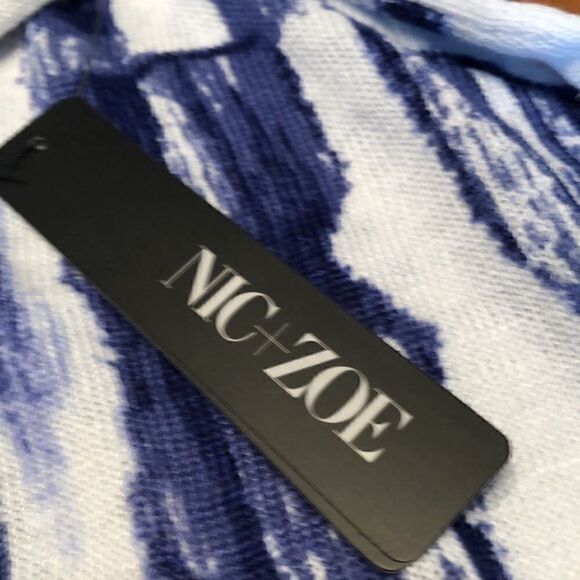 NIC + ZOE Sail Away sweater, printed by hand, 3/4 sleeve, ties in back. Cute - Picture 5 of 9